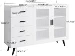 Elegant White Sideboard Buffet Cabinet With Tempered Glass Doors And Adjustable Shelves 4 1573 9Ade54