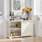 White Antique Sliding Door Buffet Sideboard 1 1575 69145D