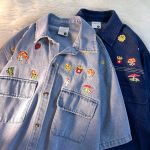 Summer Floral Embroidery Denim Blouse - Casual Chic Short Sleeve Vintage Top 3 8691 350776