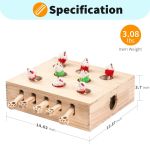 Interactive Solid Wood Whack-A-Mole Cat Toy With Natural Wood Finish 3 10304 19A960