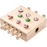 Interactive Solid Wood Whack-A-Mole Cat Toy With Natural Wood Finish 2 10304 B34392
