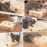 Interactive Solid Wood Whack-A-Mole Cat Toy With Natural Wood Finish 6 10304 Ee9C8D