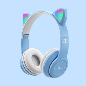Wireless Cat Ear Bluetooth Headphones with Glowing LED Lights - Over-Ear Gaming & Music Headset for Kids & Adults