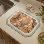 Modern Geometric Polyester Dish Drying Mat 2 8793 D626Ee