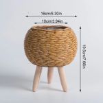 Elegant Nordic-Style Woven Plant Stand With Wooden Legs 7 9186 53C78D