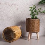 Elegant Nordic-Style Woven Plant Stand With Wooden Legs 6 9186 67Eb8D