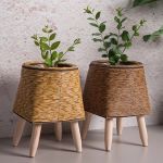 Elegant Nordic-Style Woven Plant Stand With Wooden Legs 5 9186 721941