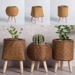 Elegant Nordic-Style Woven Plant Stand With Wooden Legs 4 9186 Ad2F0E